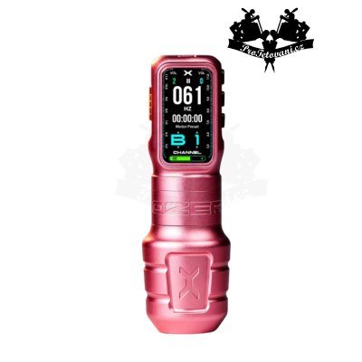 Bezdrôtový rotačný tetovací strojček OZER X Channel Pink – 4.2 mm 2 batérie