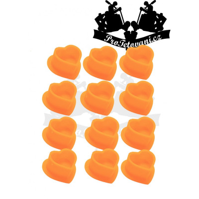 Silikónové kalíšky na tetovaciu farbu HEARTH ORANGE 100 ks s plôškou