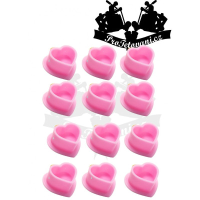 Silikónové kalíšky na tetovaciu farbu HEARTH PINK 200 ks s plôškou