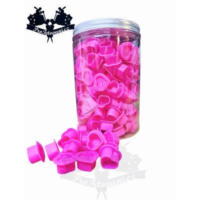 Silikónové kalíšky na tetovaciu farbu HEARTH PINK 300 ks s plôškou