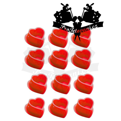 Silikónové kalíšky na tetovaciu farbu HEARTH RED 100 ks s plôškou