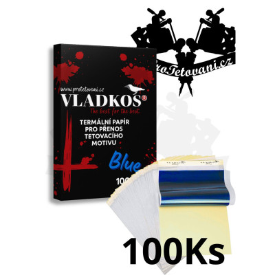 Obtlačkový papier Vladkos Blue pre tetovacie motívy 100 Ks balenia