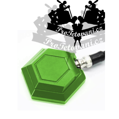 Vysoko odolný tetovací pedál HEXAGON GREEN a kabeláž