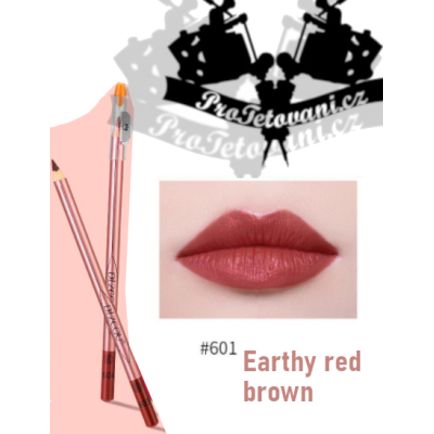 Ceruzka na pery so strúhatkom pre permanentný make up Earthy Red brown
